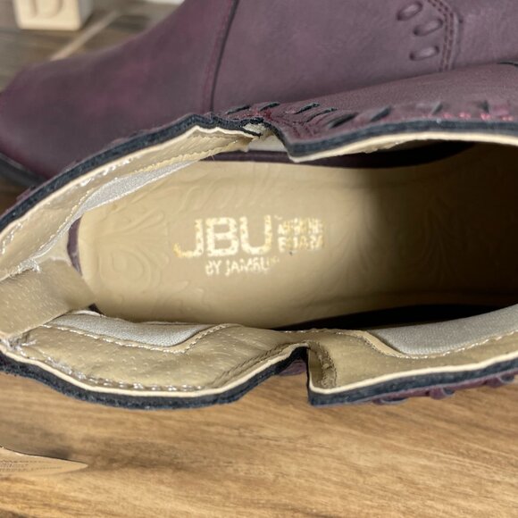 JBU By Jambu Harper Womens Size 8 Shoes Wine Whipstitched Peep Toe Ankle Boots - Picture 12 of 14